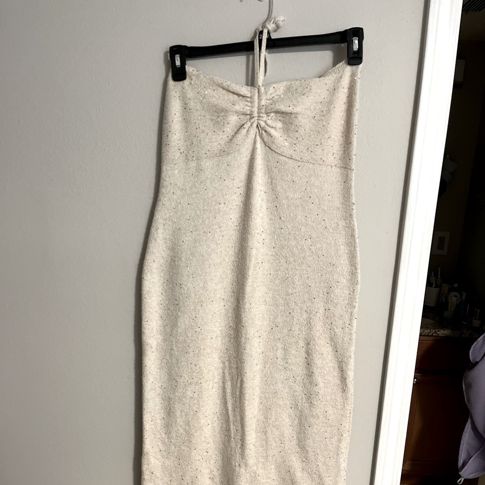 Wild Fable Tube midi dress. Ivory with metallic shine. Size Large